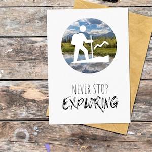 Carte d'anniversaire pour randonneur, carte de voeux de randonnée pour anniversaire, carte d'anniversaire en montagne pour explorateur, carte d'anniversaire pour aventurier, cadeau pour voyageur