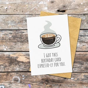 Espresso verjaardagskaart voor koffieliefhebber, koffie verjaardagskaart voor vriend, koffie thema verjaardagskaart voor haar, cadeau voor koffiedrinker