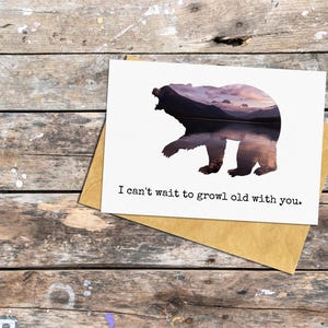 Carte de voeux ours pour anniversaire, carte Vieillir avec vous pour conjoint, carte ours mignon pour mari, carte de voeux nature pour femme