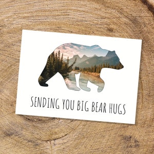 Jeu de cartes postales câlins d'ours, cartes postales d'ours des montagnes, envoi de câlins de gros ours, jeu de cartes postales nature, courrier heureux, envoyer un message