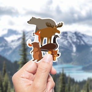Sticker faune canadienne, Sticker animaux des bois, Sticker nature, Sticker esthétique nature, bestioles mignonnes, Sticker gobelet