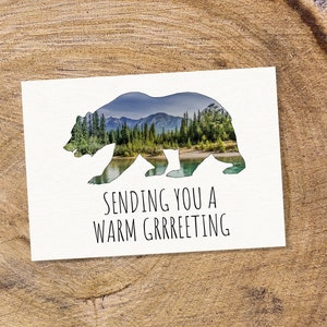 Jeu de cartes postales ours des montagnes, voeux chaleureux, cartes postales nature, jeu de cartes postales montagnes Rocheuses, cadeau nature, courrier heureux
