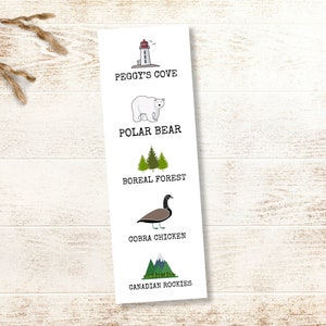 Canadian Animals Bookmark Canada Bookmark Canadian Theme Bookmark Rocky Mountains Cobra Chicken Polar Bear Canadian Gifts image 1