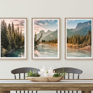 Set of 3 Mountain Prints, Rocky Mountains Set of Three Wall Art, Split Panel Prints, Canadian Rockies, Birthday Gift for Nature Lover