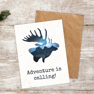 Carte de voeux en papier graine pour anniversaire, carte d'anniversaire orignal pour aventurier, idée cadeau montagne pour amoureux de la nature, carte d'anniversaire pour explorateur