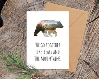 5 x 7 Rocky Mountain Bear Greeting Card, I Love You Card for Anniversary, Birthday Card for Friend, Mountains Card for Him