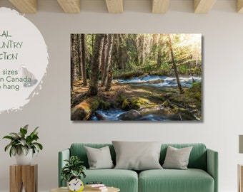 Forest Wall Art Canvas Print for Living Room, Nature Photography Wall Decor for Rustic Home, Woodland Landscape Picture for Dining Room