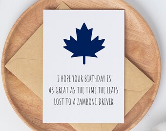 Hockey Birthday Card for Leafs Fan, Funny Birthday Card for Boyfriend, Birthday Card for Hockey Player, Hilarious Bday Card for Sports Fan