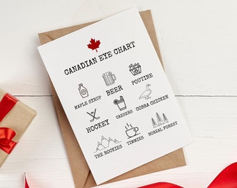 Funny Birthday Card for Canadian, Eye Chart Birthday Card with Canada Theme, Canada Birthday Card for Friend, Humorous Gift for Him