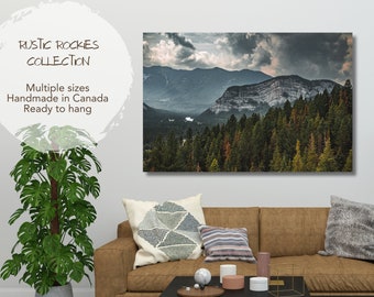 Banff National Park Wall Art for Living Room, Mountain Canvas Print, Autumn in the Mountains Picture, Large Rustic Artwork for Cottage
