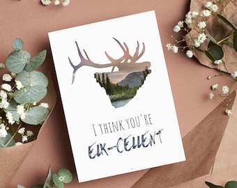 Greeting Card with Elk, Encouraging Greeting Card, Mountain Anniversary Card, Appreciation Card with Elk, Deer Greeting Card