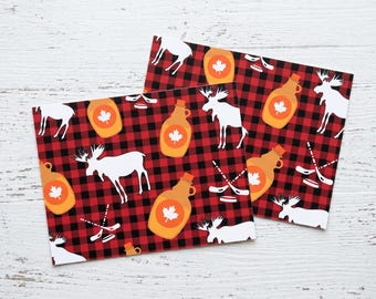 Ensemble de cartes postales thème canadien, ensemble de cartes postales orignal et sirop d'érable, crosse et rondelle de hockey, cartes postales à carreaux rouges, cadeau pour les amoureux du Canada