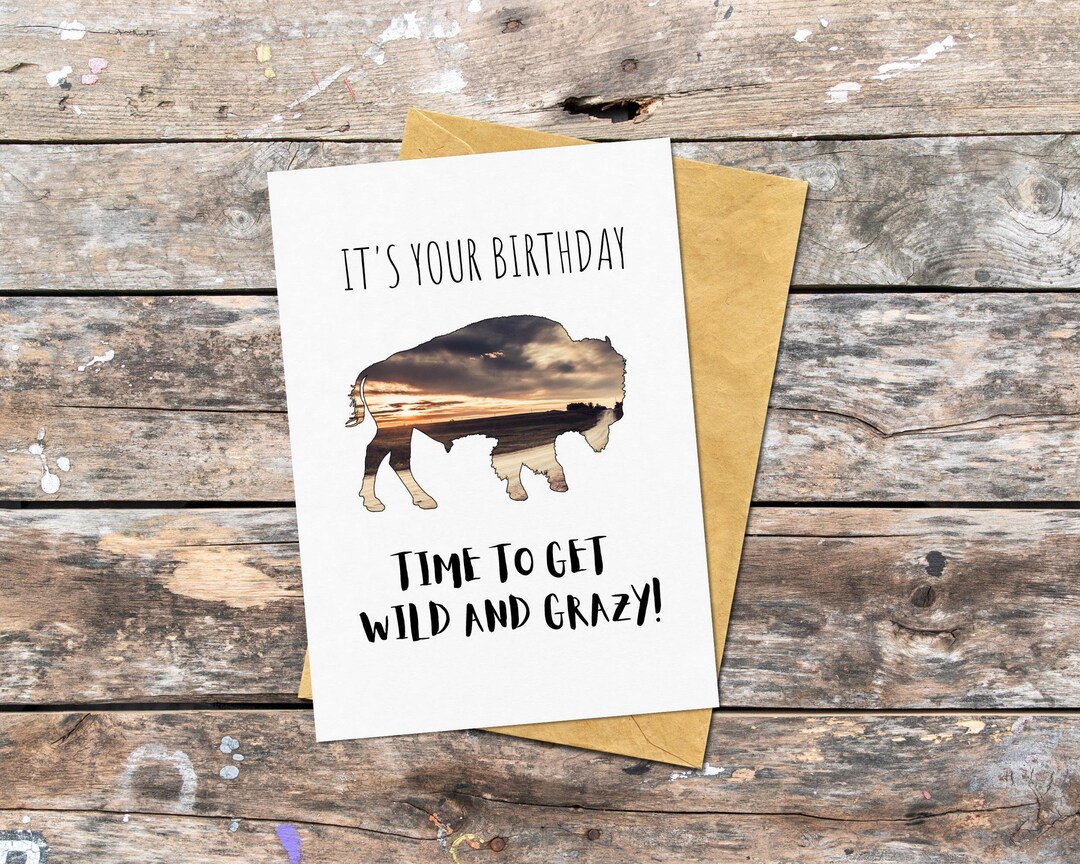 Bison Greeting Card for Birthday, Bison Pun Birthday Card for ...