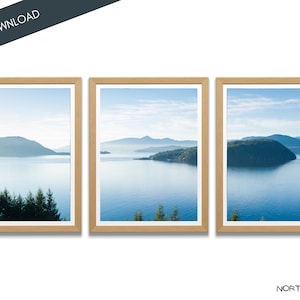 Sea to Sky Print Set of 3 Digital Download, Coastal Seascape Prints Set of Three, Vancouver British Columbia, Squamish BC Canada
