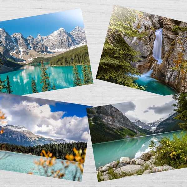 Set of 4 Banff National Park Postcards, Mountain Postcard Set, Moraine Lake, Johnston Canyon, Lake Louise, Gift for Nature Lover