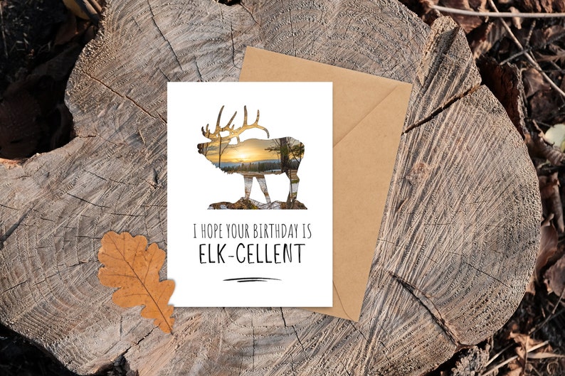 5 x 7 Elk Pun Birthday Card Deer Birthday Card Funny Quote image 1