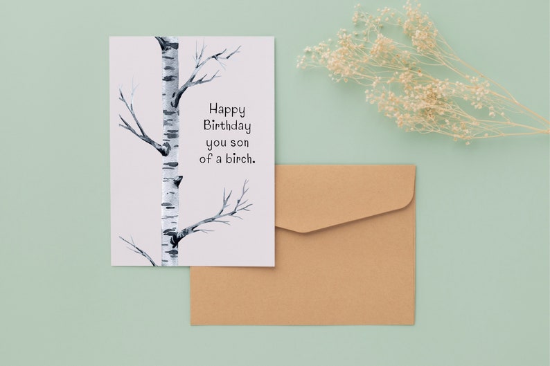 Birch Tree Greeting Card for Birthday, Funny Tree Pun Birthday Card for Nature Lover, Nature Birthday Card for Hiker, Humorous Bday Card image 1