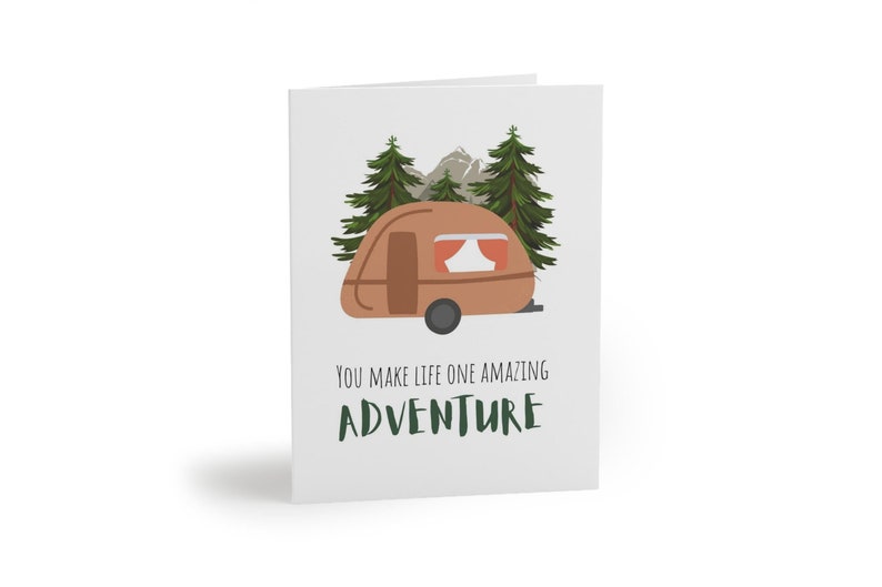 Adventure Greeting Card for Anniversary, Happy Camper Birthday Card, Wilderness Theme Card for Spouse, I Love You Card for Husband image 3