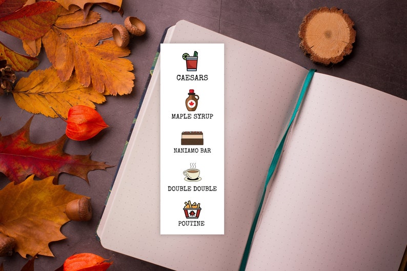 Canadian Foods Bookmark, Foodie Bookmark, Canada Theme Bookmark, Maple Syrup, Nanaimo Bar, Recycled Paper, Canadian Gifts image 2