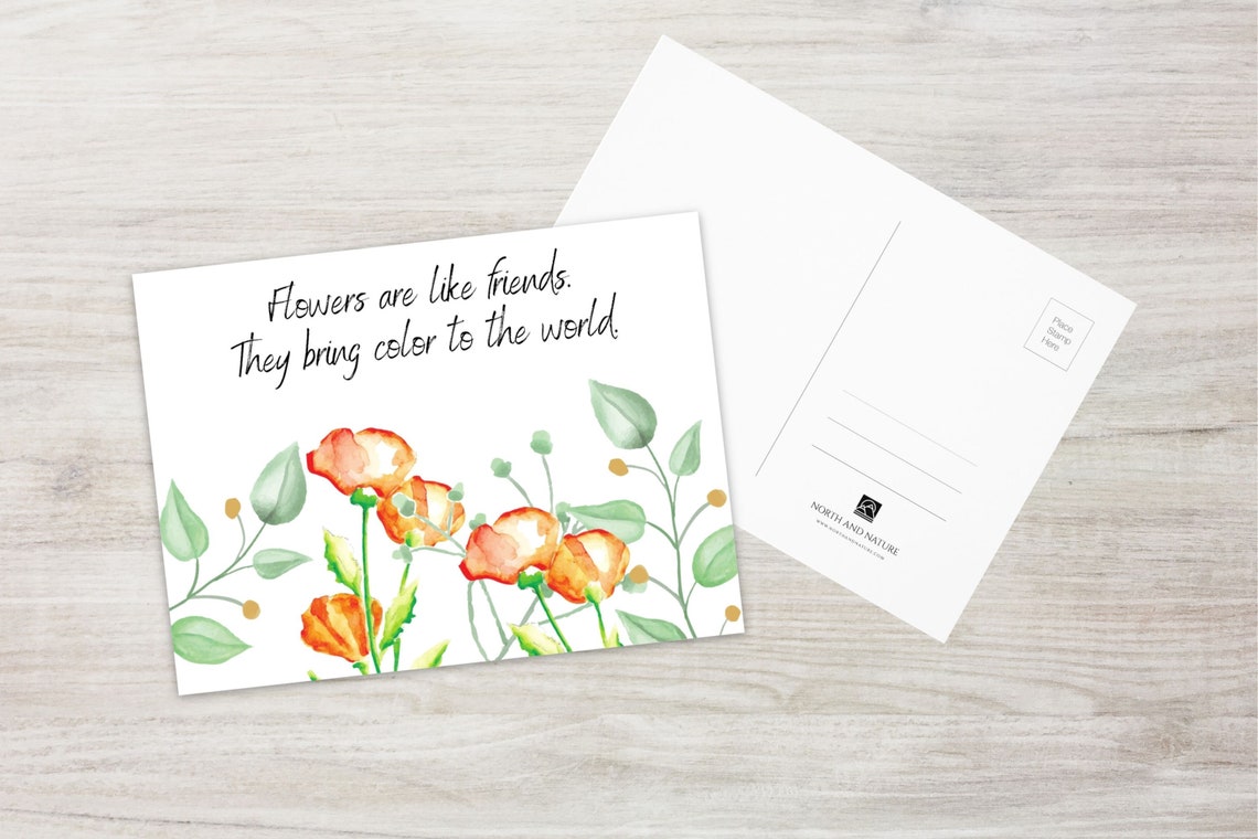 Flower Postcard Set Botanical Postcards Floral Postcard Etsy