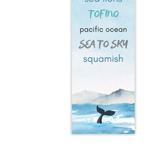 Pacific West Coast Bookmark, Killer Whale Bookmark for Ocean Lover, PWC Bookmark, Vancouver British Columbia, Orca Birthday Gift image 4