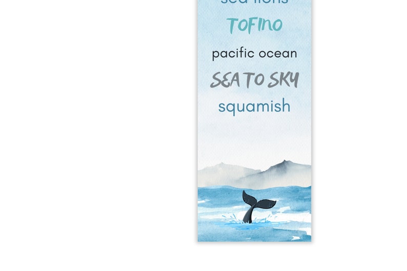 Pacific West Coast Bookmark, Killer Whale Bookmark for Ocean Lover, PWC Bookmark, Vancouver British Columbia, Orca Birthday Gift image 4