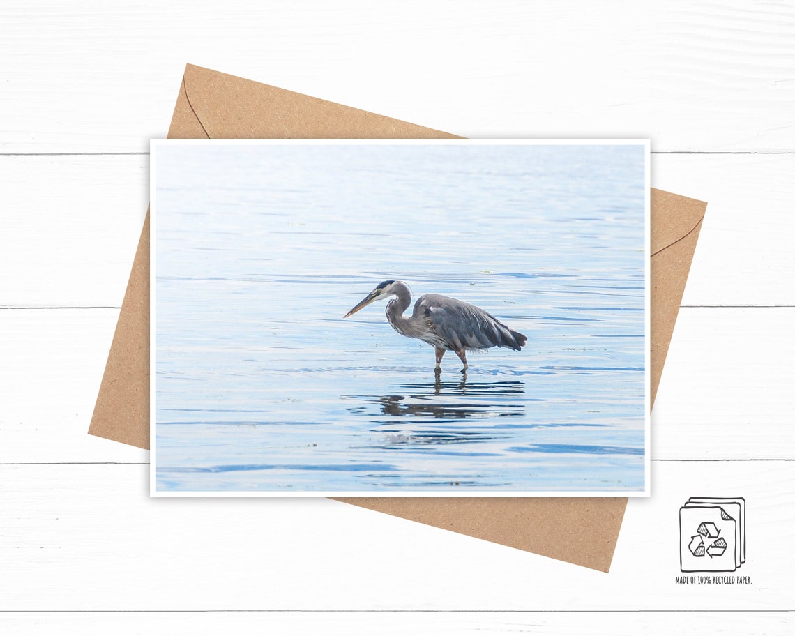 Blue Heron Greeting Card Bird Greeting Card Custom Card Etsy