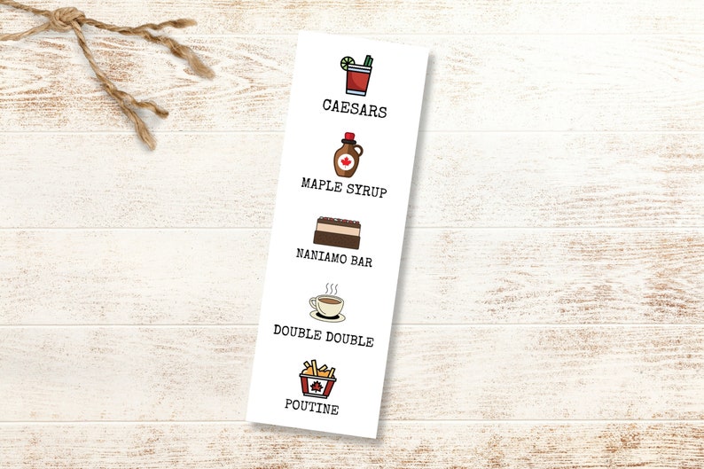 Canadian Foods Bookmark, Foodie Bookmark, Canada Theme Bookmark, Maple Syrup, Nanaimo Bar, Recycled Paper, Canadian Gifts image 1