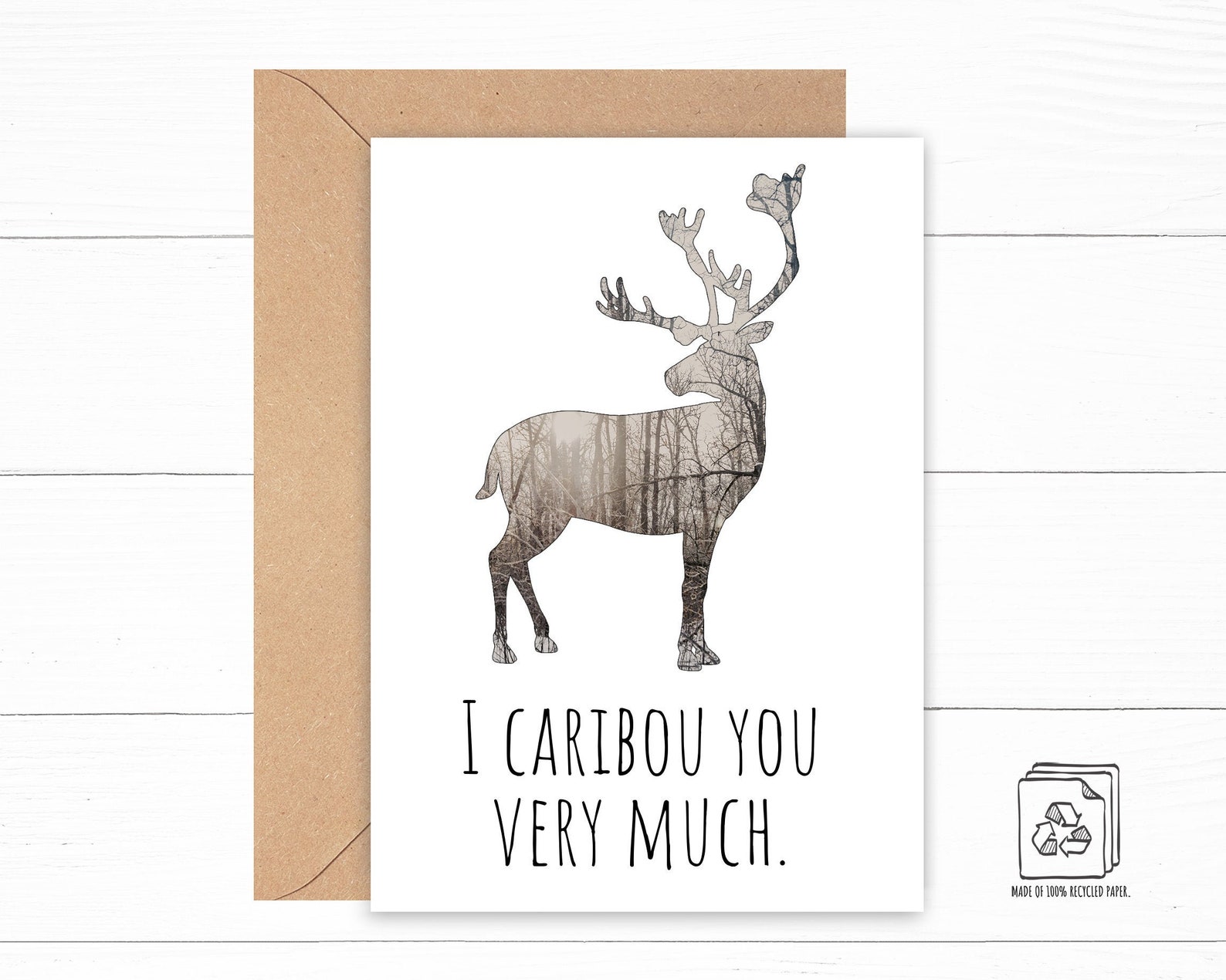 Caribou Love Card Deer Anniversary Card Romantic Greeting Etsy