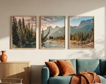 Rocky Mountain Prints Set, Adventure Landscape Art, Forest Photography Decor, Interior Wall Artwork, Scenic Mountain Gift, 3 Piece Picture