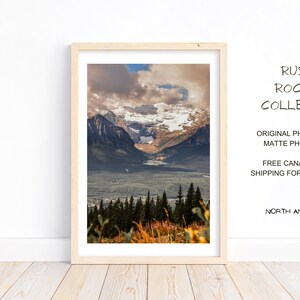 Lake Louise Photography Print for Office, Mountain Print for Rustic Cottage, Landscape Picture Autumn Foliage, Banff National Park image 2