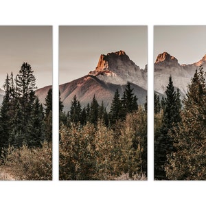Set of 3 Mountains Wall Art for Rustic Cabin, Split Panel Canvas Print for Living Room, Wilderness Home Decor, Picture of Rocky Mountains image 6