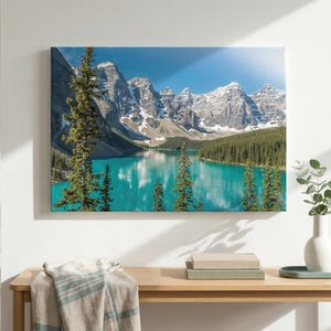 Moraine Lake Canvas Print, Banff National Park Wall Art, Turquoise Lake Landscape, Canadian Rockies Decor, Large Panoramic Nature Artwork