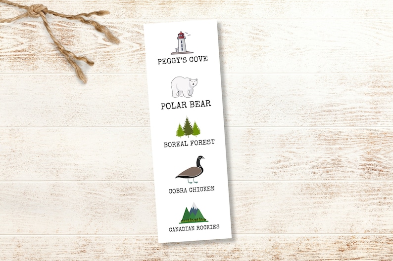 Canadian Animals Bookmark Canada Bookmark Canadian Theme Bookmark Rocky Mountains Cobra Chicken Polar Bear Canadian Gifts image 1