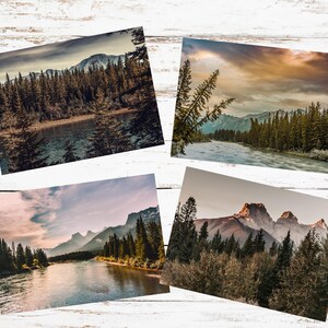 Lot de 4 cartes postales sur les montagnes de Canmore, cartes postales montagnes Rocheuses, ensemble de cartes postales montagne rustique, cartes postales nature sauvage, idée cadeau montagne