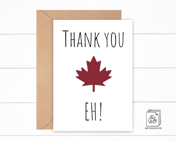 Personalized Thank You Card Canada Thank You Card Maple Leaf Card Funny Gratitude Card for Any Occasion