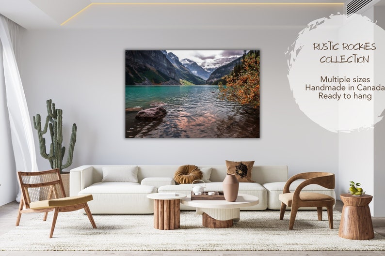 Autumn Mountain Wall Art for Living Room, Rocky Mountains Artwork, Picture of Mountains, Large Picture for Bedroom, Rustic Home Decor image 1