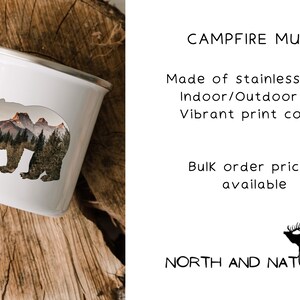 Mountain Quote Enamel Mug, My Body is Here My Mind is in the Mountains, Auto Reply Coffee Mug, Funny Campfire Mug Gift for Nature Lover image 5