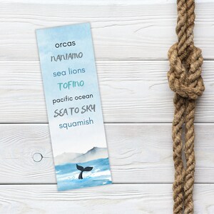 Pacific West Coast Bookmark, Killer Whale Bookmark for Ocean Lover, PWC Bookmark, Vancouver British Columbia, Orca Birthday Gift image 2