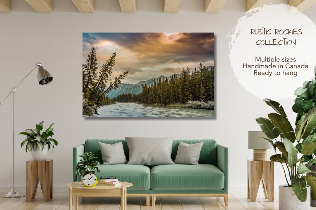 Mountain Forest Wall Art Rustic Artwork for Cottage Pine Tree Picture