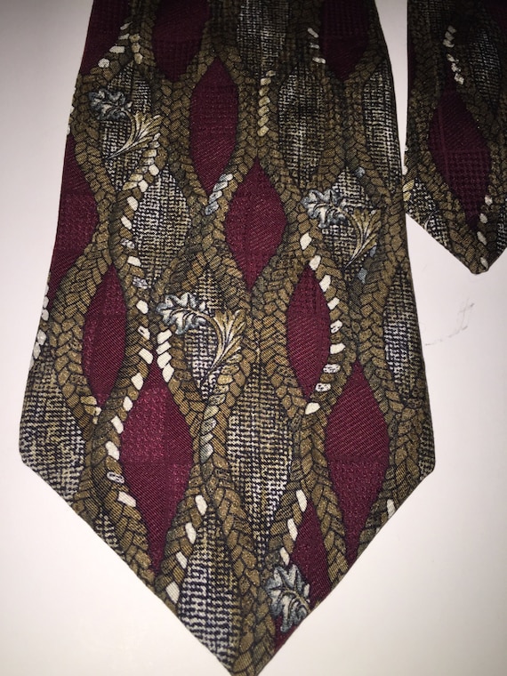 Vintage GUY LAROCHE 100% Silk Maroon Gray and Ligh