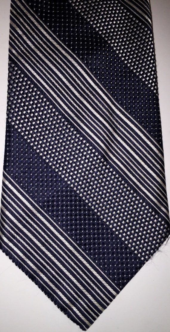 Vintage PIERRE CARDIN 100% Silk Wide Navy Blue Str