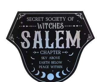 SALEM SECRET SOCIETY Of Witches 16" Wall Sign Decoration Halloween New