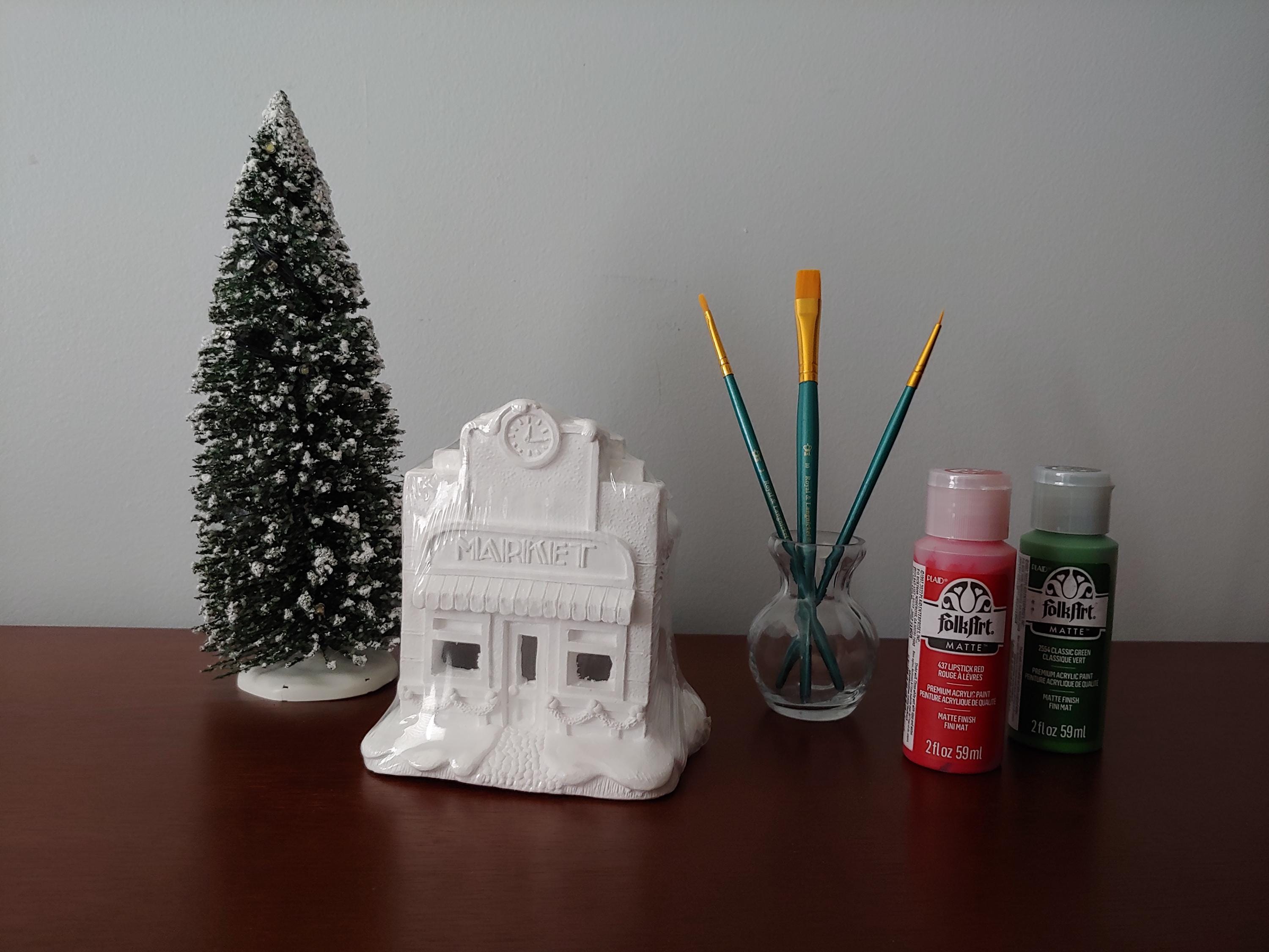 California Creations MARKET Ready To Paint 4 Christmas Village #10212 NEW - België