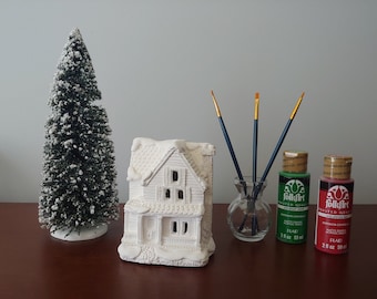 California Creations GABLED HOUSE # 10265 Ready To Paint Ceramic Christmas Village House NEW