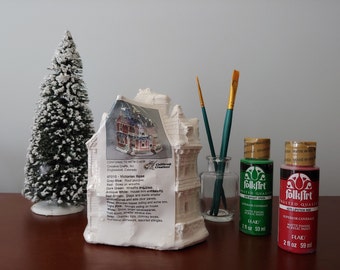 California Creations VICTORIAN ROSE HOUSE # 97015 Ready To Paint Christmas Holiday Village Plaster Houses New