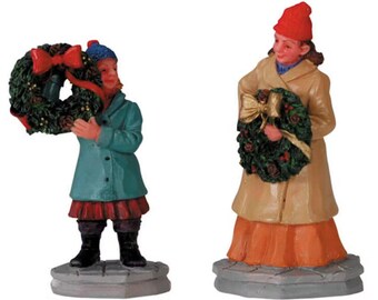 Lemax CHRISTMAS WREATHS Set of 2 # 42872 Christmas Village  Accessories Figurine 2004 Retired New Retail Packaging