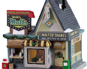 Lemax WALT'S MALTS # 95533 Christmas Village Lighted RETIRED New in Box