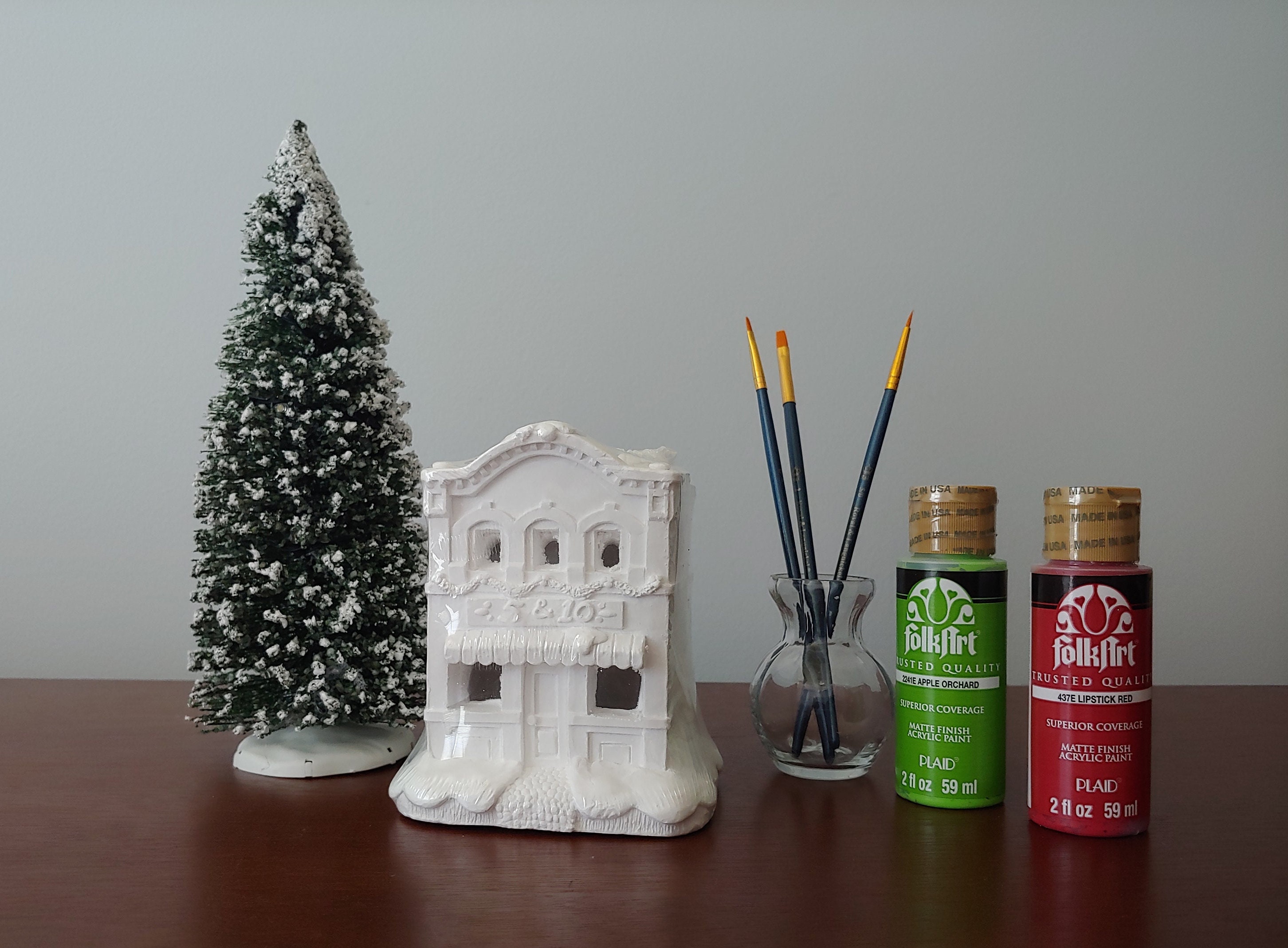 Ready to paint 4 piece Christmas village