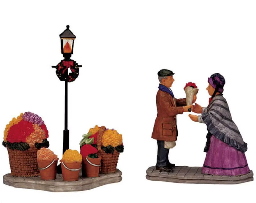 Lemax FLOWER VENDOR Set of 2 12537 Christmas Village Accessories